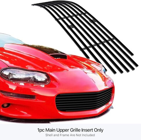APS Compatible with Chevy Camaro 1998-2003 Main Upper Stainless Steel SS Black Billet Front Grill Grille Insert S18-H60068C in Kuwait