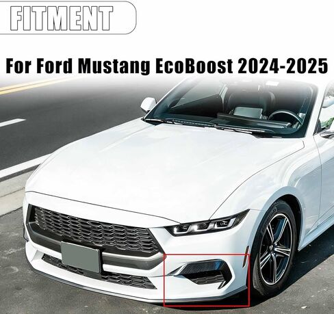 A Pair Front Lower Side Grille Inserts Covers for Ford Mustang EcoBoost 2024-2025 ABS Plastic Add On(Glossy Black) in Kuwait