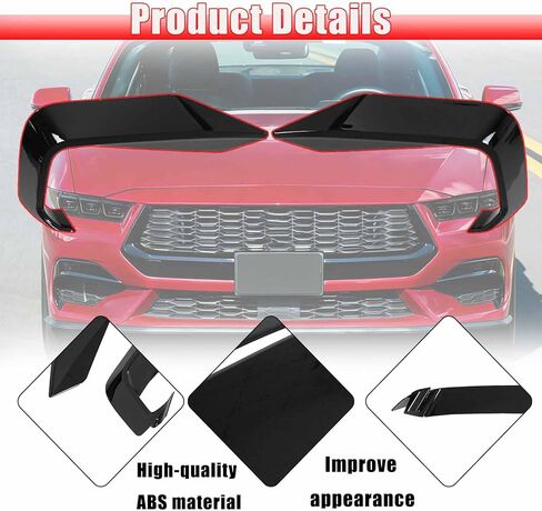 A Pair Front Lower Side Grille Inserts Covers for Ford Mustang EcoBoost 2024-2025 ABS Plastic Add On(Glossy Black) in Kuwait