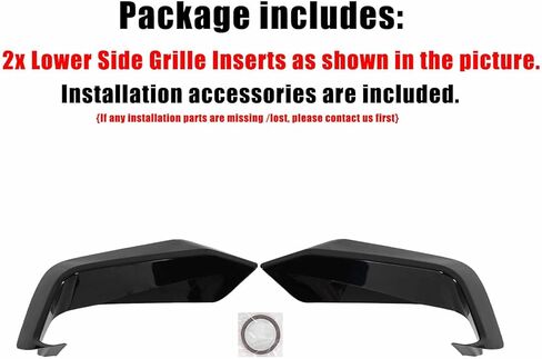 A Pair Front Lower Side Grille Inserts Covers for Ford Mustang EcoBoost 2024-2025 ABS Plastic Add On(Glossy Black) in Kuwait