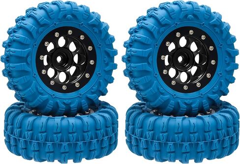 مجموعة إطارات العجلات GOUPRC مقاس 1.3 بوصة، إطارات من الألومنيوم Beadlock Rim Swamp Mud Terrain Rock Tread Pattern لسيارة SCX24 TRX4M 1/18 1/24 ترقية RC الزاحفة in Kuwait