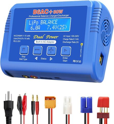 B6 AC Lipo Balance Charger with 80W Power Supply for 1S 2S 3S-6S LiPo Lilon Life Lifepo4 NiCd NiMh Pb RC Battery in Saudi Arabia