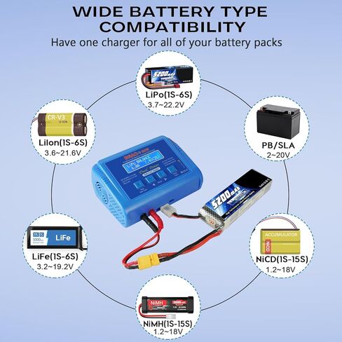B6 AC Lipo Balance Charger with 80W Power Supply for 1S 2S 3S-6S LiPo Lilon Life Lifepo4 NiCd NiMh Pb RC Battery in Saudi Arabia