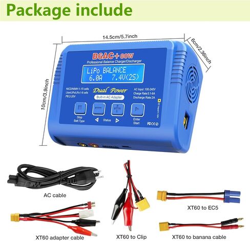 B6 AC Lipo Balance Charger with 80W Power Supply for 1S 2S 3S-6S LiPo Lilon Life Lifepo4 NiCd NiMh Pb RC Battery in Saudi Arabia
