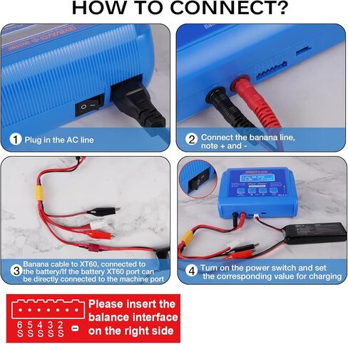 B6 AC Lipo Balance Charger with 80W Power Supply for 1S 2S 3S-6S LiPo Lilon Life Lifepo4 NiCd NiMh Pb RC Battery in Saudi Arabia