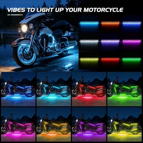 Nilight 20PCS Motorcycle RGB LED Light Kit Waterproof Multi Color Atmosphere Neon Accent Lights Lamp APP and Remote Control Underbody Strips for Harley Davidson Honda Kawasaki Yamaha Suzuki in Kuwait