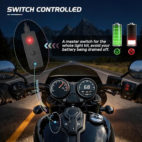 Nilight 20PCS Motorcycle RGB LED Light Kit Waterproof Multi Color Atmosphere Neon Accent Lights Lamp APP and Remote Control Underbody Strips for Harley Davidson Honda Kawasaki Yamaha Suzuki in Kuwait