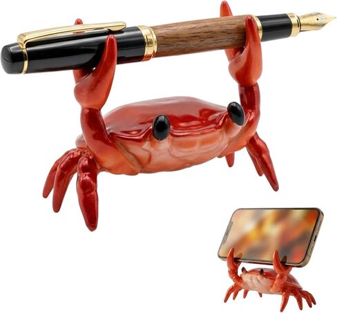 Gesodant Cute Red Crab Pen Holder & Eyeglass Stand, Funny Phone & Remote Holder for Desk, Creative Coffee Spoon Rest, Unique White Elephant Gift in Saudi Arabia