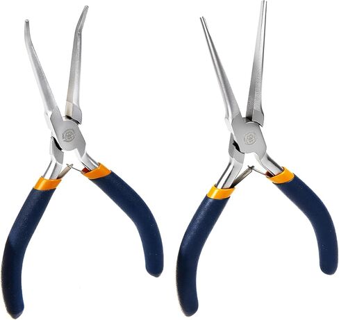 MANUFORE 2pcs 6 Inch Mini Needle Nose Pliers Set (Smooth Jaw), Straight and 45° Bent Long Nose Pliers with Comfortable Grip for Precision Handmade Craft, Jewelry Making Supplies in Saudi Arabia