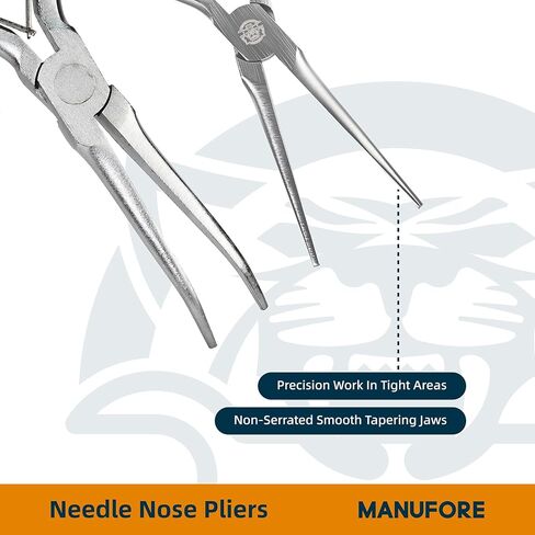 MANUFORE 2pcs 6 Inch Mini Needle Nose Pliers Set (Smooth Jaw), Straight and 45° Bent Long Nose Pliers with Comfortable Grip for Precision Handmade Craft, Jewelry Making Supplies in Saudi Arabia
