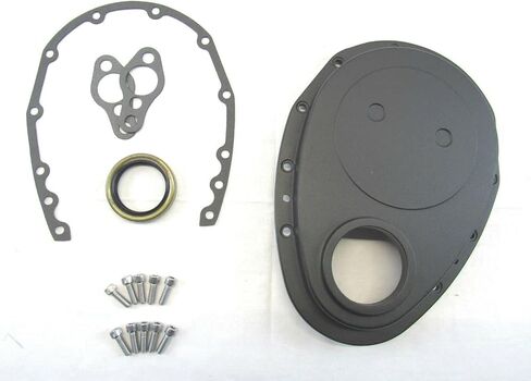 Small Block Chevy 327 350 383 Aluminum Timing Cover Kit w/Seal Black E45201BK in Kuwait