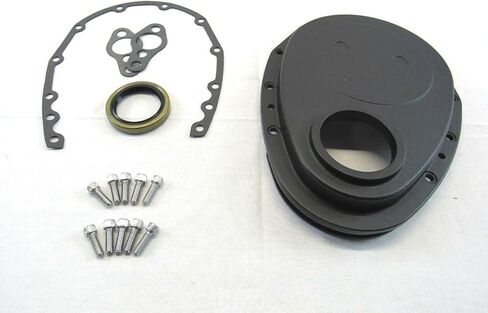 Small Block Chevy 327 350 383 Aluminum Timing Cover Kit w/Seal Black E45201BK in Kuwait