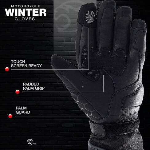 J.A.G. Winter Leather Motorcycle Gloves for Men – Warm Lining Touchscreen Gloves with Knuckle Protection for Motorbike Riding in Saudi Arabia