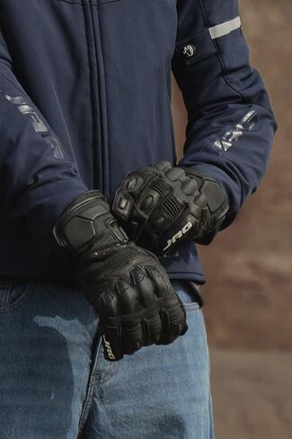 J.A.G. Winter Leather Motorcycle Gloves for Men – Warm Lining Touchscreen Gloves with Knuckle Protection for Motorbike Riding in Saudi Arabia