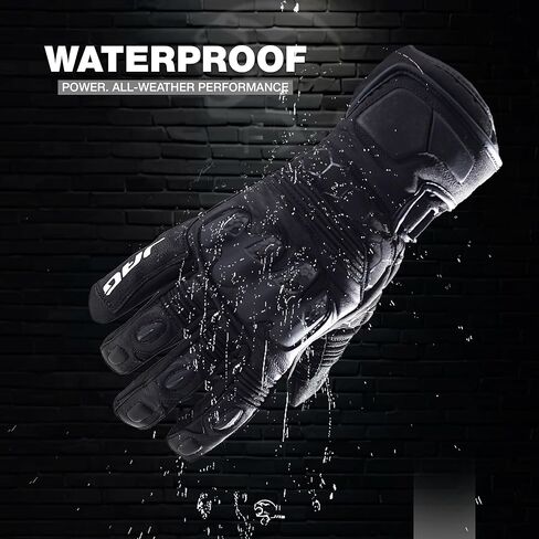 J.A.G. Winter Leather Motorcycle Gloves for Men – Warm Lining Touchscreen Gloves with Knuckle Protection for Motorbike Riding in Saudi Arabia