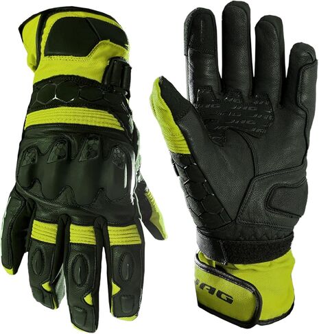 J.A.G. Winter Leather Motorcycle Gloves for Men – Warm Lining Touchscreen Gloves with Knuckle Protection for Motorbike Riding in Saudi Arabia