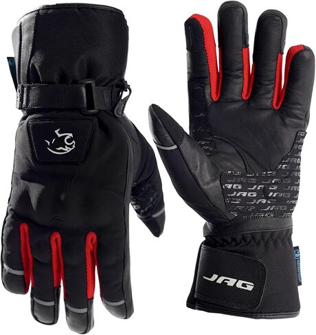 J.A.G. Winter Leather Motorcycle Gloves for Men – Warm Lining Touchscreen Gloves with Knuckle Protection for Motorbike Riding in Saudi Arabia