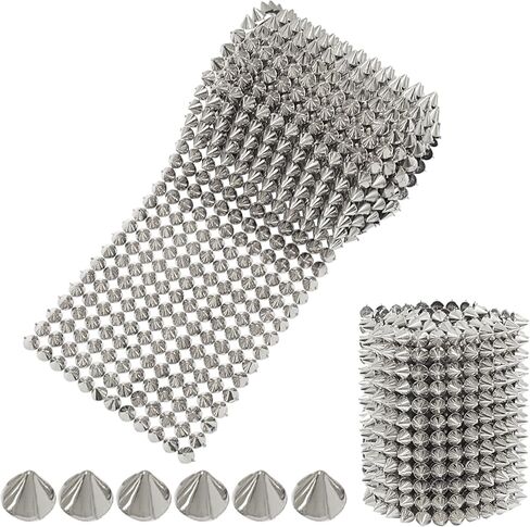 Jiozermi 12 Row of Flat Back Studs, Silver Sew on Spikes Trim for Arts and Crafts, Metallic Rivet Embellishment for Jacket Denim Shoes Bag DIY, 1 Yard in Kuwait