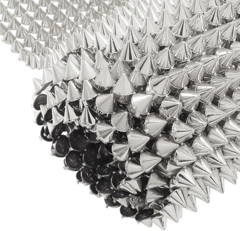 Jiozermi 12 Row of Flat Back Studs, Silver Sew on Spikes Trim for Arts and Crafts, Metallic Rivet Embellishment for Jacket Denim Shoes Bag DIY, 1 Yard in Kuwait