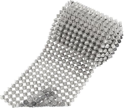 Jiozermi 12 Row of Flat Back Studs, Silver Sew on Spikes Trim for Arts and Crafts, Metallic Rivet Embellishment for Jacket Denim Shoes Bag DIY, 1 Yard in Kuwait