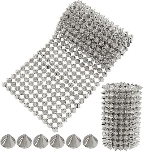 Jiozermi 12 Row of Flat Back Studs, Silver Sew on Spikes Trim for Arts and Crafts, Metallic Rivet Embellishment for Jacket Denim Shoes Bag DIY, 1 Yard in Kuwait