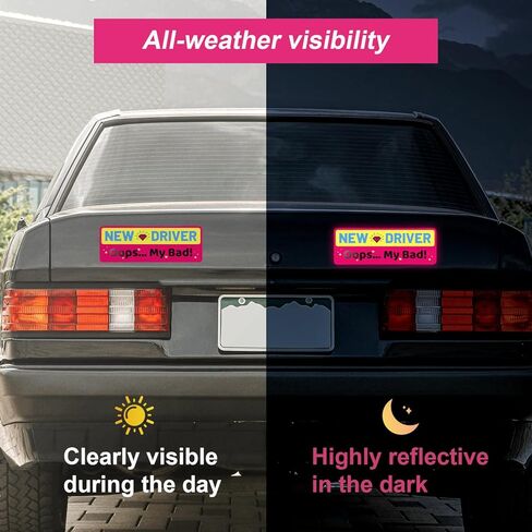 3pcs New Driver Magnet for Car, 10x3.5 Inch Funny Student Driver Magnet Sticker Reflective Magnetic Bumper Stickers Waterproof Removable Novice Safety Sign in Kuwait