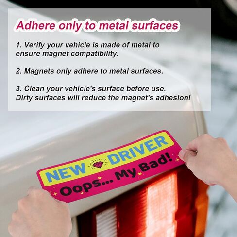 3pcs New Driver Magnet for Car, 10x3.5 Inch Funny Student Driver Magnet Sticker Reflective Magnetic Bumper Stickers Waterproof Removable Novice Safety Sign in Kuwait