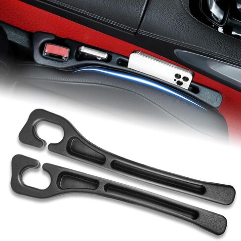 Car Seat Gap Filler Set of 2, Multifunctional Seat Side Gap Seam Filler Organizer with Phone Holder, Universal Fit Fill The Gap Between Seat & Console for Car, SUV, Truck in Saudi Arabia