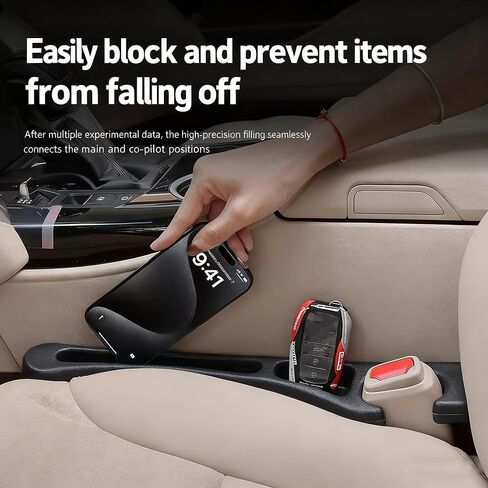 Car Seat Gap Filler Set of 2, Multifunctional Seat Side Gap Seam Filler Organizer with Phone Holder, Universal Fit Fill The Gap Between Seat & Console for Car, SUV, Truck in Saudi Arabia