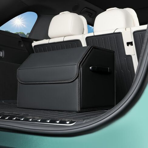 Car Trunk Organizer, Leather Material, Sturdy and Durable, Waterproof and Stain-Resistant Surface, Wipes Clean Easily, Collapsible to Save Space, Say Goodbye to Clutter, for SUVs & Sedans in Saudi Arabia