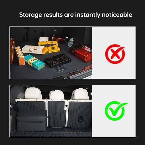 Car Trunk Organizer, Leather Material, Sturdy and Durable, Waterproof and Stain-Resistant Surface, Wipes Clean Easily, Collapsible to Save Space, Say Goodbye to Clutter, for SUVs & Sedans in Saudi Arabia