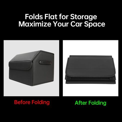 Car Trunk Organizer, Leather Material, Sturdy and Durable, Waterproof and Stain-Resistant Surface, Wipes Clean Easily, Collapsible to Save Space, Say Goodbye to Clutter, for SUVs & Sedans in Saudi Arabia