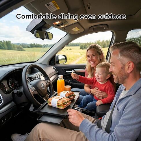 Steering Wheel Tray for Car - Adjustable Laptop Tray for Car & Food Desk, Non-Slip Universal Car Table for Eating, Work, Travel (Black) in Saudi Arabia