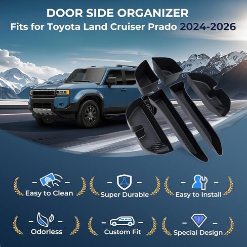 6PCS Door Side Organizer Storage Tray for Toyota Land Cruiser Prado 250 J250 LC250 2026 2025 2024 Interior Accessories, Front & Rear Door Storage Insert Tray for 2024-2026 Land Cruiser, Black in Saudi Arabia