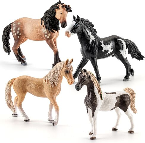 4PCS 6" Horse Toys Farm Animal Figurines for Kids 3 4 5 6+, Solid Plastic Farm Animals Horses Toy Playset,Educational Animal Family Set – Cake Toppers Party Favors Horse Gifts for Boys Girls in Saudi Arabia
