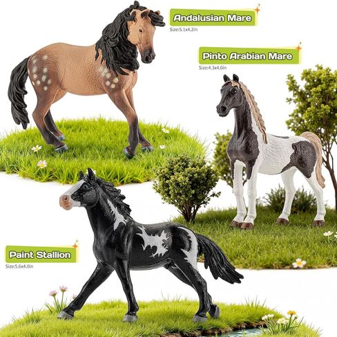 4PCS 6" Horse Toys Farm Animal Figurines for Kids 3 4 5 6+, Solid Plastic Farm Animals Horses Toy Playset,Educational Animal Family Set – Cake Toppers Party Favors Horse Gifts for Boys Girls in Saudi Arabia