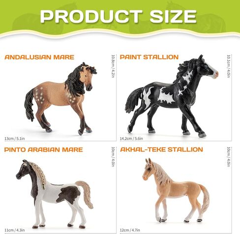 4PCS 6" Horse Toys Farm Animal Figurines for Kids 3 4 5 6+, Solid Plastic Farm Animals Horses Toy Playset,Educational Animal Family Set – Cake Toppers Party Favors Horse Gifts for Boys Girls in Saudi Arabia