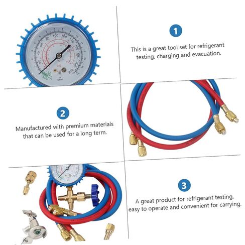 Yardwe Automotive Manifold Gauge Set with Pressure Gauge and Manifold Hose, HVAC Ac Recharge Tool Kit for Vehicle Maintenance Random Color in Kuwait
