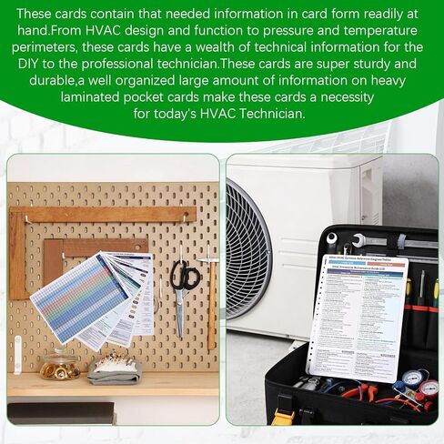 بطاقات الدليل المرجعي السريع لتقنية التدفئة والتهوية وتكييف الهواء (HVAC) لتقنية شحن غاز التبريد واستكشاف الأخطاء وإصلاحها، وأوراق مخططات الأدوات المرجعية للتشخيص الميداني السريع لفني التدفئة والتهوية وتكييف الهواء (HVAC) in Kuwait