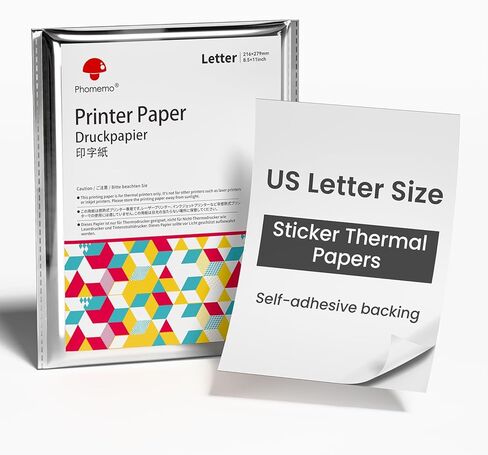 ورق حراري لاصق من Phomemo US Letter 100 ورقة، متوافق مع الطابعة المحمولة M832D M832 M834 M08F-Letter in Kuwait