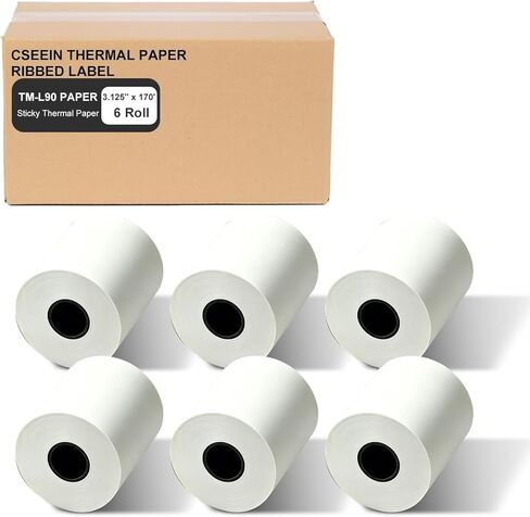 Sticky Thermal Receipt Paper 3 1/8" x 170' | 6 Rolls for Toast POS, Epson TM-L90, and Epson TM-L100 Liner Free Label Printers, Kitchen Order, Delivery & Shipping Labels in Saudi Arabia