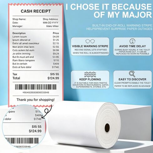 Sticky Thermal Receipt Paper 3 1/8" x 170' | 6 Rolls for Toast POS, Epson TM-L90, and Epson TM-L100 Liner Free Label Printers, Kitchen Order, Delivery & Shipping Labels in Saudi Arabia