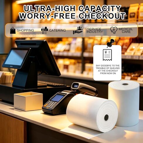 Sticky Thermal Receipt Paper 3 1/8" x 170' | 6 Rolls for Toast POS, Epson TM-L90, and Epson TM-L100 Liner Free Label Printers, Kitchen Order, Delivery & Shipping Labels in Saudi Arabia