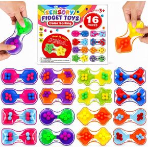 Sensory Fidget Toys Bulk for Kids: 16 Pack Quiet Color Sorting Sensory Toys - Fine Motor Toys for Toddlers Boys Girls Ages 3+ - Classroom Travel Home Calm Down Activities - Prize for Kids Classroom in Saudi Arabia