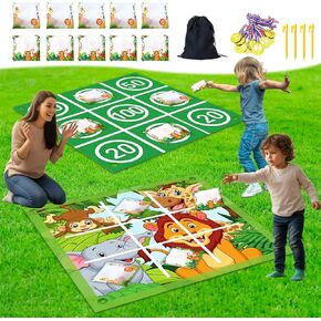 Jungle Animals Bean Bag Toss Game Animal Cornhole Board Set Tic Tac Toe Bean Bag Activities for Beach Backyard Lawn Spring Easter Safari Theme Outdoor Game Winter Party in Saudi Arabia