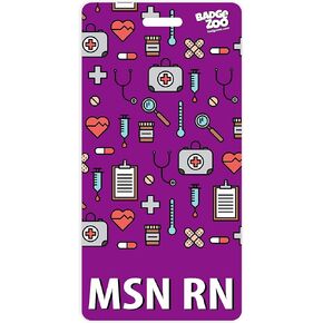 MSN RN Badge Buddy أرجواني عمودي شديد التحمل شارة داعمة بطاقة تعريف شارة مزدوجة الجوانب - من BadgeZoo in Kuwait