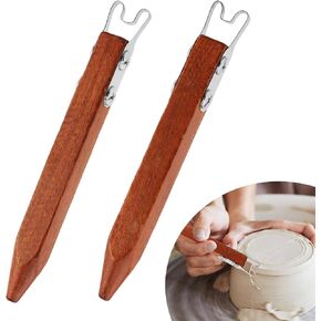 Pottery Trimming Tool for Clay and Ceramics, Double Ended Stainless Steel Pottery Wheel Tool with Sandalwood Handle for Bowl, Cup and Vase Foot Trimming (4mm & 6mm) in Saudi Arabia