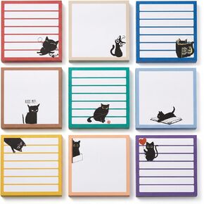 Sticky Notes 3x3 Cute Self-Stick Notes,6 Pack Funny Black Cat Notepad for Cat Lover Gift, Cute Cat Office Supplies, Easy Post Sticky Notes 480 Sheet Total in Kuwait