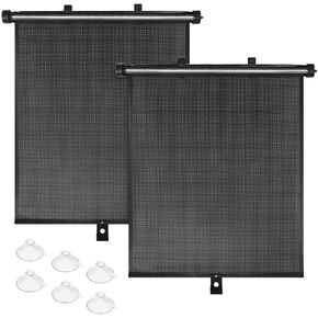 2PCS Car Window Shades for Baby, Retractable Auto Sun Shade Blocker with Suction Cups, Roller Vehicle Side Window Glare Shield UV Rays Protection Accessory, Universal Fit (15.75 x 17.72 Inch) in Saudi Arabia