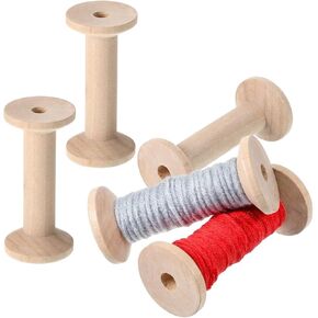 5PCS Wooden Spools for Crafts, Unfinished Wooden Spools, Bobbins Rotatable for Sewing, Weaving, Ribbon Crafts, DIY Art and Education in Kuwait